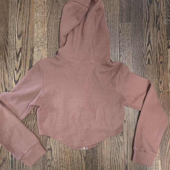 MABLE Women's Corset Cropped Waffle Knit Hoodie - Picture 6 of 6